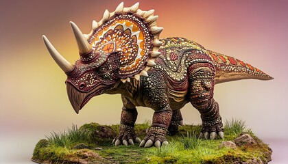 Fototapeta premium Ornate Triceratops Dinosaur Model Display