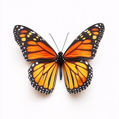 Fototapeta premium A Vibrant Monarch Butterfly Isolated on White Background