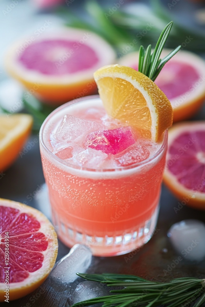 Poster a close-up of a refreshing drink with a slice of lemon, perfect for a warm day or a cozy evening