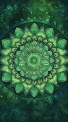 Captivating Green Mandala Design with Intricate Floral Patterns