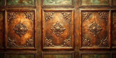 Ornate Vintage Wooden Wall Panels with Intricate Details and Texture