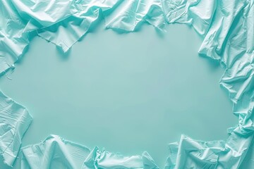A soft, textured backdrop with crumpled light blue fabric creating a frame, conveying a calm and serene atmosphere.