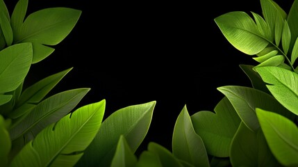 Emerald Canopy: A lush arrangement of green leaves frames a dark void, evoking a sense of mystery and serenity. The vibrant foliage creates a striking contrast.