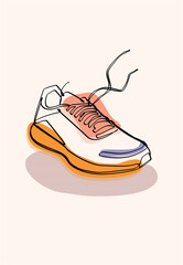 Minimalist One Line Shoes Illustration with Light Color Accents