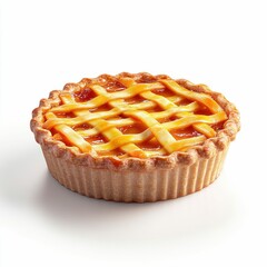 Homemade Lattice Crust Pie Isolated on White Background