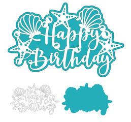 Happy Birthday cake topper svg, Layered Birthday decor