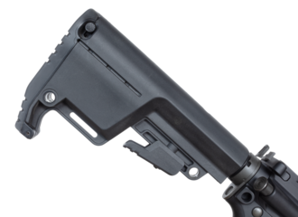 Assault rifle stock adjustable for length of pull with QD sling slots