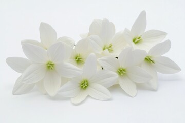 Obraz premium Fresh white flowers arranged on a clean white background