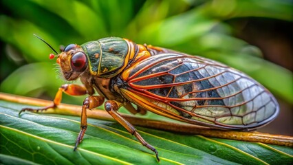 Cicada emergence forest wildlife photography lush environment close-up nature's symphony
