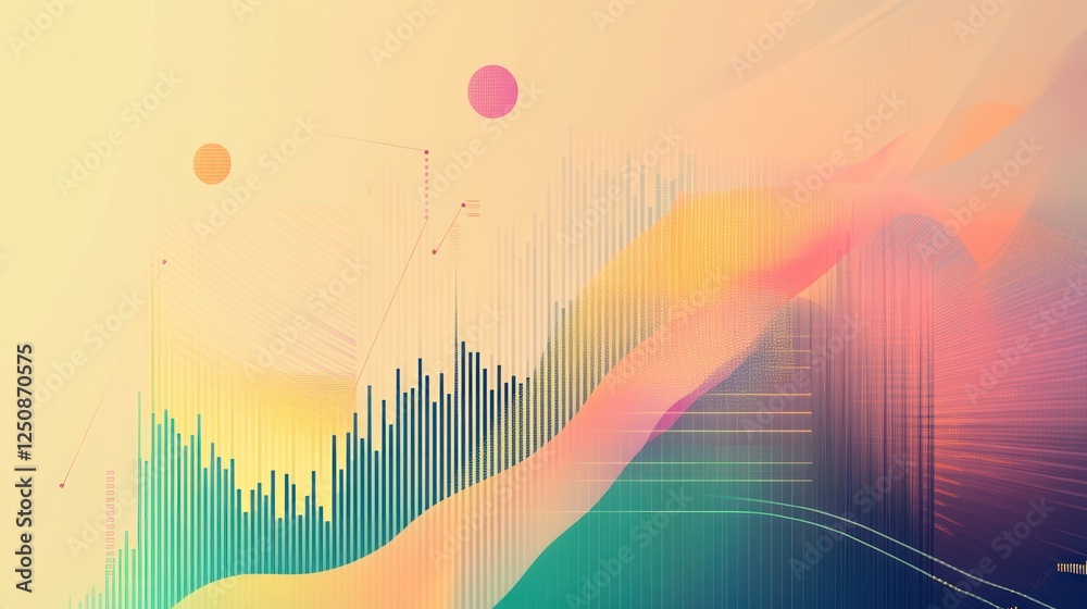 Leinwandbilder abstract data visualization with flowing lines and pastel colors, suggesting growth and progress.