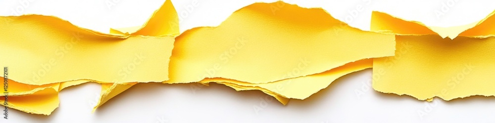 Poster group of colorful yellow papers arranged on a white background