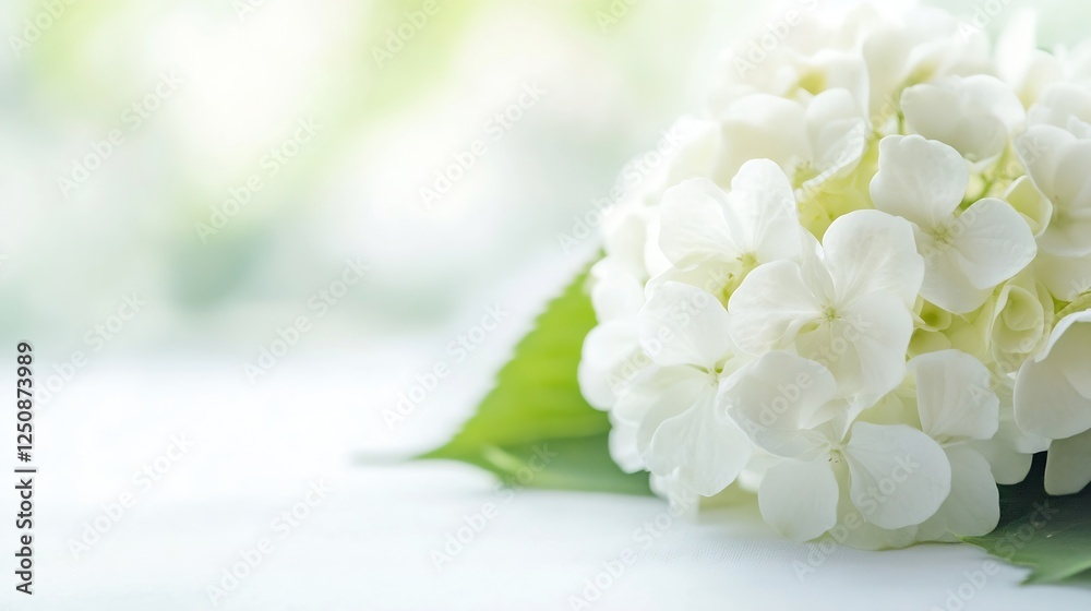 Aufkleber beautiful white hydrangea flower in soft focus capturing elegance and serenity in natural environmen