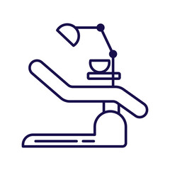 A minimalistic outline icon of a dental chair Ideal for medical, healthcare, and dentistry-related designs.