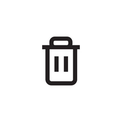 trash bin vector glyph flat liner illustration on white background