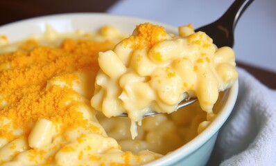 Creamy macaroni and cheese close-up