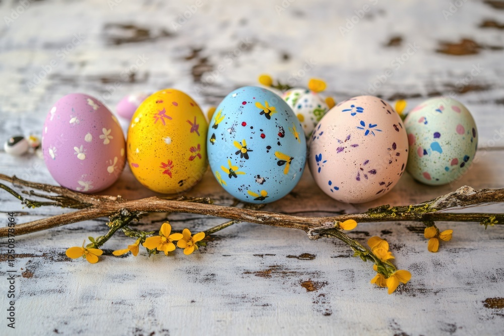Poster fresh eggs sit on a wooden table, ready for use or display