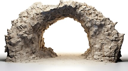 Fototapeta premium rugged hole in concrete surface with rough, textured edges on white background