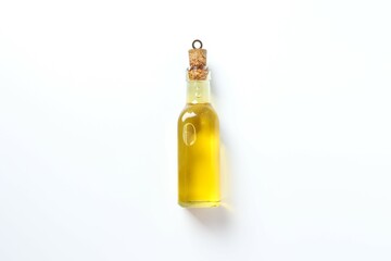 Fototapeta premium Bottle of fresh oil on white background