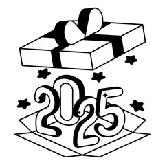 Starting 1st Jan Bow Tie vector icon design 2025 welcome sign, festive holiday season symbol, new year party decor stock illustration, Unboxing the Shiny Twenty Twenty Five concept