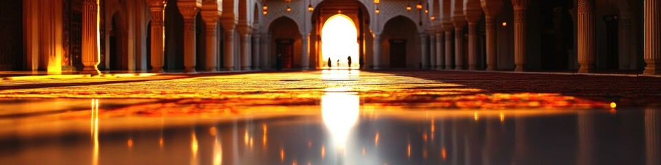 A person walking alone down a long hallway in a building, possibly with offices or classrooms