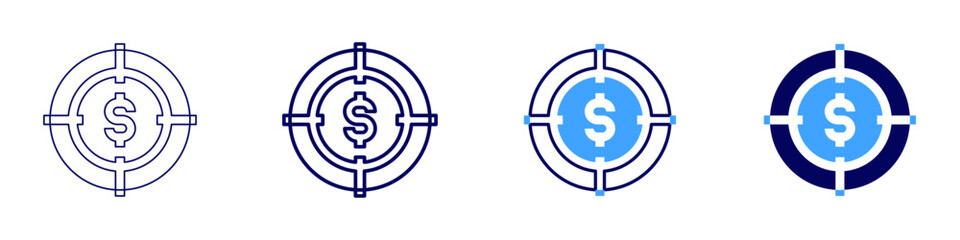 Daily goal icon in 4 different styles. Thin Line, Line, Bold Line, Duotone. Duotone style. Editable stroke