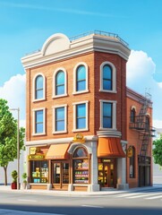 Obraz premium building store cartoon style 3d rendering, illustration