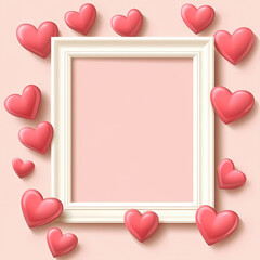 Valentine's Day colorful photo frame and backgrounds with pink hearts and love quotes.Will you be my Valentine printable photo template.Happy Valentine's day photo booth props set.Vector illustration