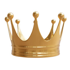 Golden crown isolated on white, transparent. Royal king queen symbol