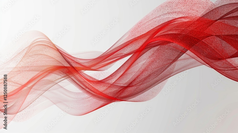 Poster flowing red waves create an abstract design on a neutral background showcasing dynamic movement and 