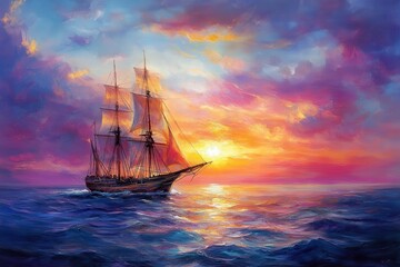 sunset at sea. variety of colors and hues of the rising sun. Sea landscape .