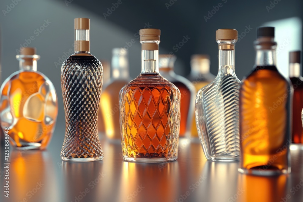 Poster a collection of liquor bottles placed on a table