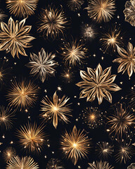 Fototapeta premium new year, golden, fireworks, background, wallpaper, celebration, 2025, festive, sparkles, glitter, shimmering, lights, bokeh, midnight, party, holiday, joy, happiness, success, colorful, abstract, exp