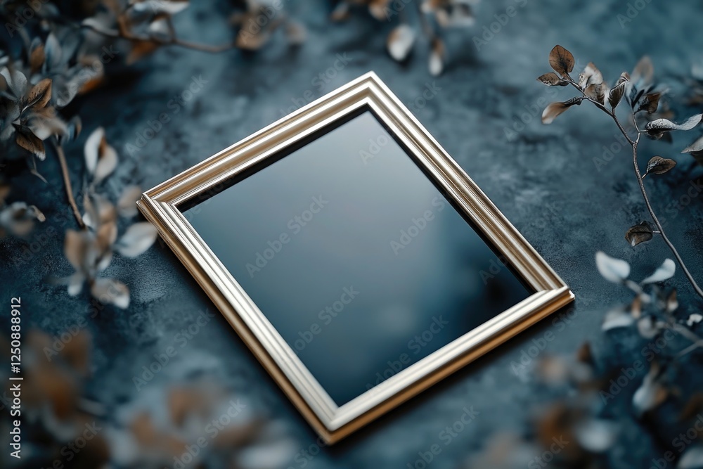 Poster a decorative picture frame sits atop a table, ready for display or use