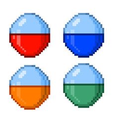 Pixel illustration of 4 toy capsules