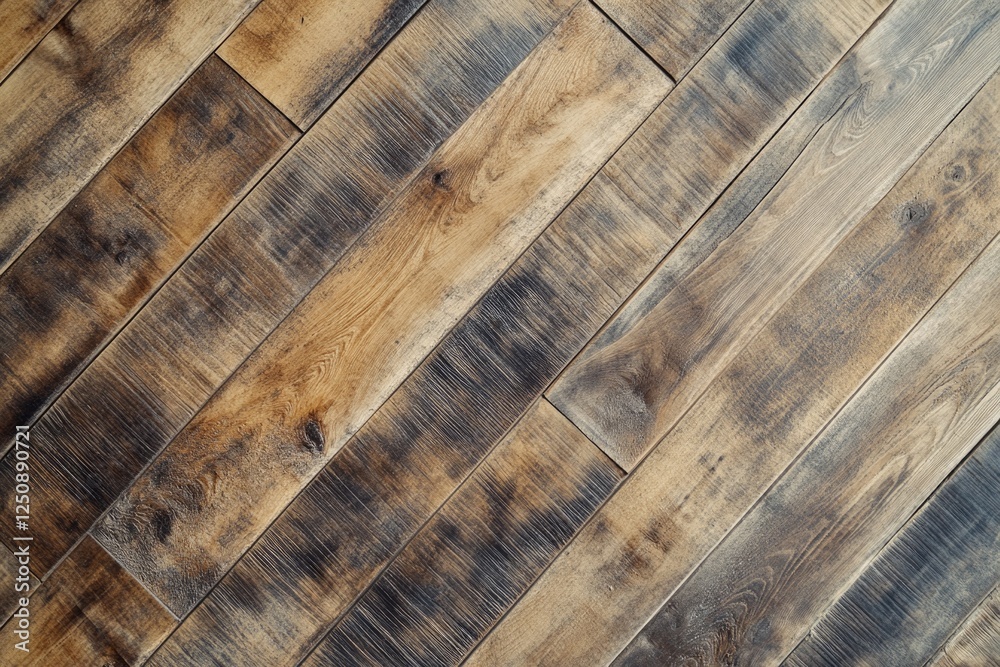 Poster A close-up shot of a wooden floor with intricate grain patterns and texture