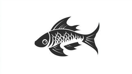 Minimalist fish icon for aquatic designs