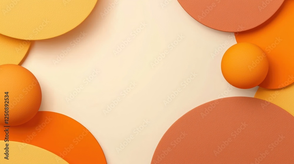 Aufkleber abstract composition with orange and yellow shapes on cream background for modern design or creative