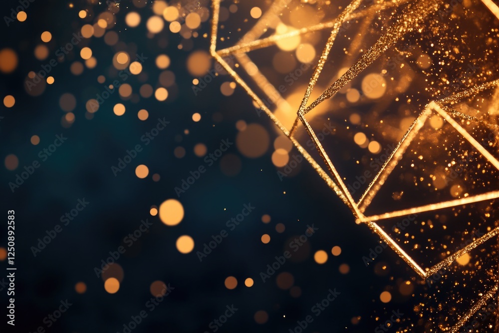 Poster Abstract geometric shape with golden hues and sharp edges