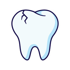 Obraz premium A minimalistic outline icon of a crack tooth dental Ideal for medical, healthcare, and dentistry-related designs
