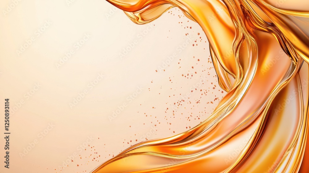 Aufkleber Dynamic Flowing Orange Liquid on a Soft Background with Bubbles Capturing a Sense of Energy and Fluidity