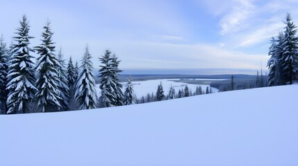 snow covered pine trees