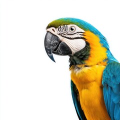 Vibrant Parrot with Striking Feathers Against a Clear White Background Showcasing Details and Colors