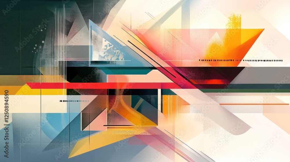 Aufkleber Abstract geometric art with vibrant colors and dynamic shapes.
