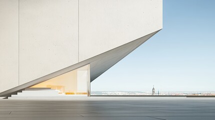 Modern architectural design featuring a cantilevered structure with a view.