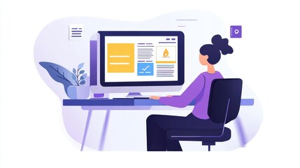 A creative content manager is working on a website, writing and posting articles and blog posts. They're using a computer to create and share information and news.