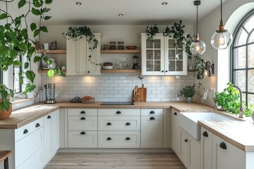 Modern Farmhouse Kitchen Design With Plants