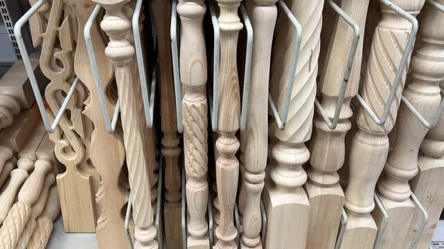 Explore a variety of wooden balusters and intricately carved elements that are ideal for diverse woodworking projects