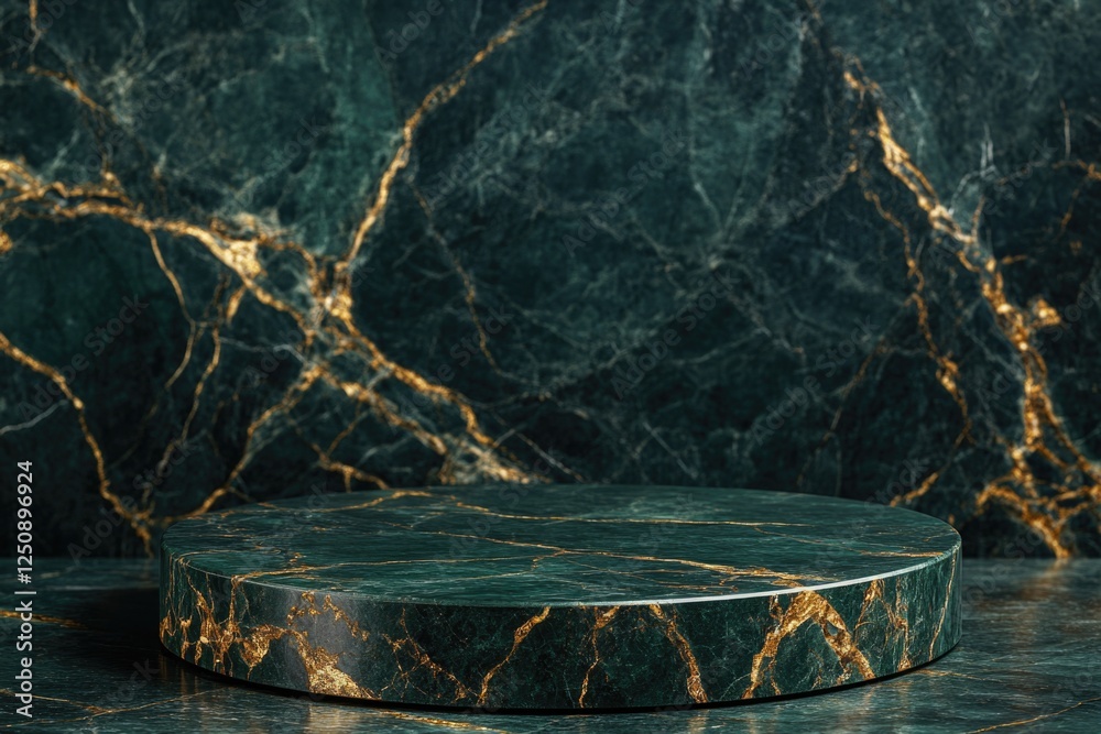 Poster a close-up view of a green marble surface on a black background