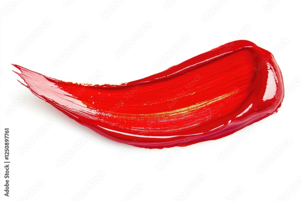 Poster A close-up shot of a red brush lying on a white surface, ideal for use in editorial or commercial contexts where a bold and eye-catching design is required