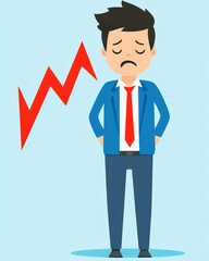 Emotional Impact of Financial Loss on a Young Businessman in a Modern Office Setting